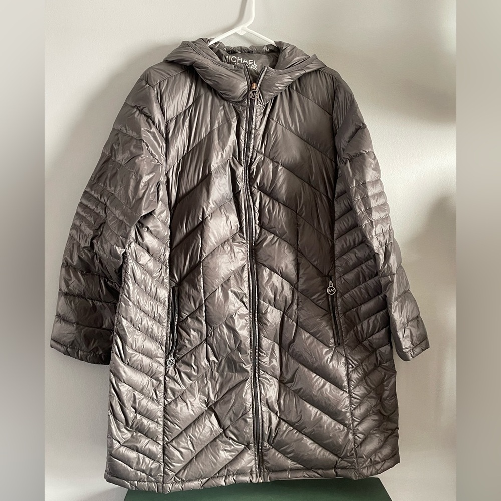Michael Kors Long Packable Down Fill Jacket Gray